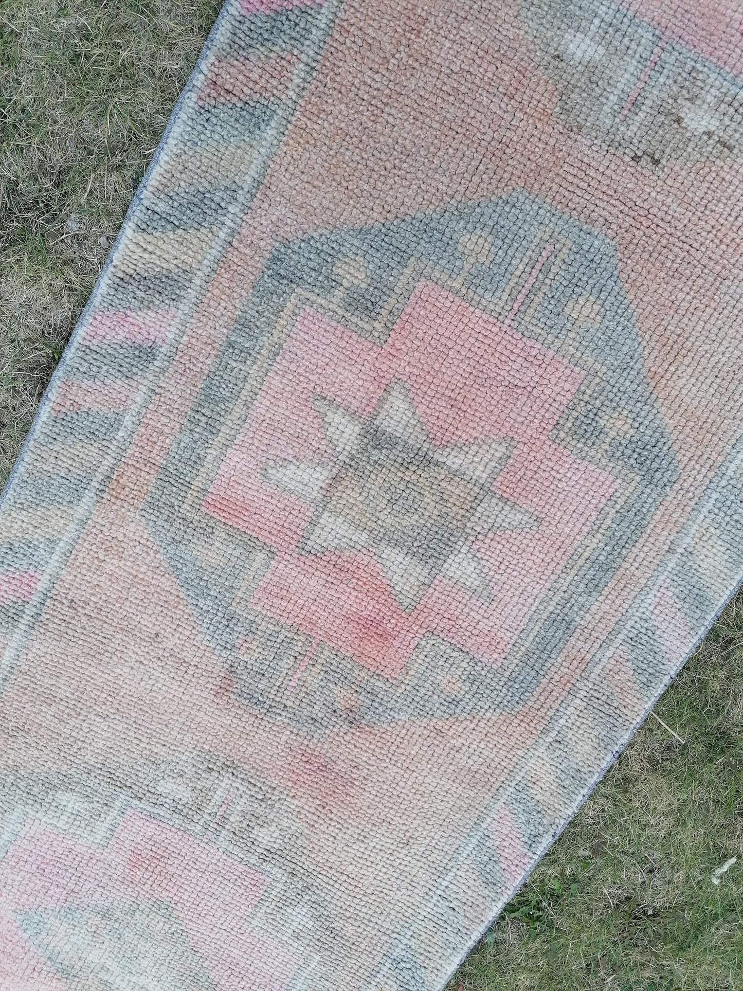 Turkish runner rug,vintage rug,vintage oushak rug 2'10x12'3 wool runner, hand made kitchen rug, hallway runner rug