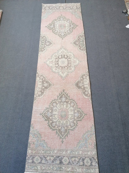 Pastel runner rug, anatolian runner rug,wool rug,hallway runner rug 10'10x2'10 feet