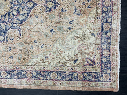 Persian RUG Vintage TURKISH 5.3 x 8.9 Rug Blue Vintage Rug Wool Oushak Rug Handmade Rug Hand Knotted Rug Natural Wool Rug