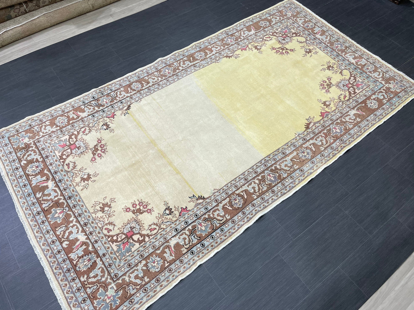 VINTAGE RUG TURKISH Rug Wool 5 x 9.4 Rug Vintage Oushak Rug Handmade Rug Hand Knotted Rug