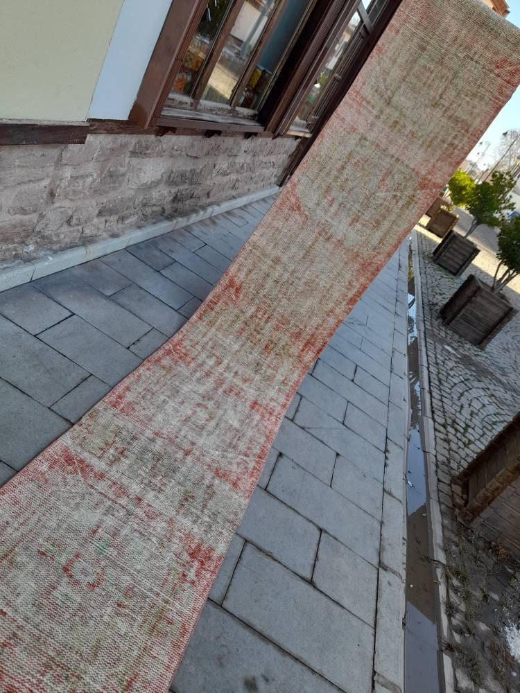 Extra Long Distressed Runner Rug 2.4 x 23 Long TURKISH Runner Rug XL Vintage Runner Rug Oriental Runner Rug Staircase Runner rug Handmade
