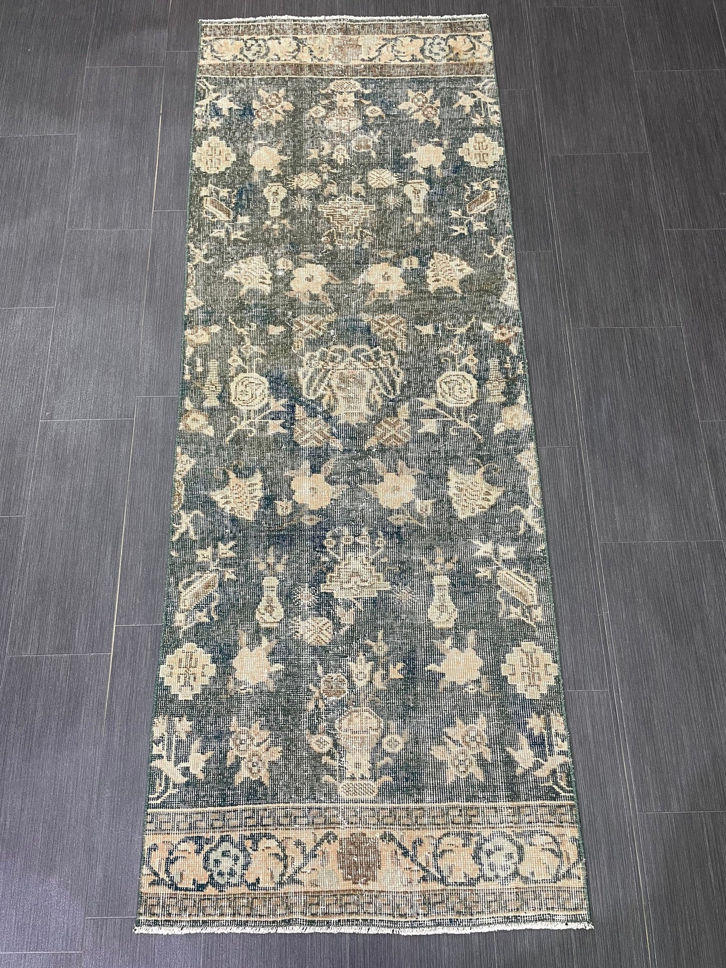 Vintage Runner Rug 2.5 x 7 Turkish Runner Rug Varigated  Brown Vintage Runner Rug Hallway Runner Rug Kitchen Runner Rug Wool Runner