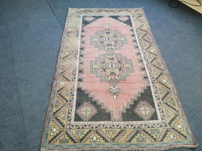 HandMade Rug 4 x7 Hand Crafted Rug, Rustic Rug, Bohemian Rug, Rug Runner, Turkish Rug, Farmhouse Rug, Vintage Rug, Wool Rug Hand Knotted Rug