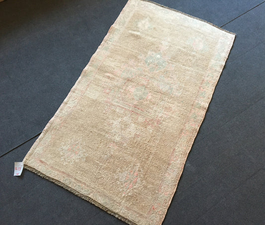 3x5 feet destroyed color handmade wool large rug, turkish bedroom brown muted rug, oushak kitchen area rug, living room floor vintage rug