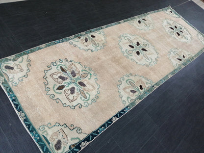 3.8 x 11.3 Oushak Runner Rug Turkish Runner Rug Vintage Runner Rug Hallway Runner Rug Kitchen Runner Rug Wool Runner Floral Oriental Runner