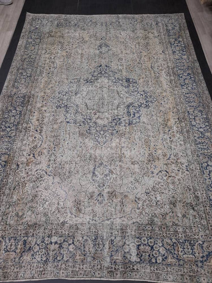 Large OUSHAK RUG TURKISH Oushak Rug Vintage 8.6 x 12.5 Rug Vintage Persian Rug Wool Oriental Rug Hand Made Rug 9x12 Vintage Turkish Rug