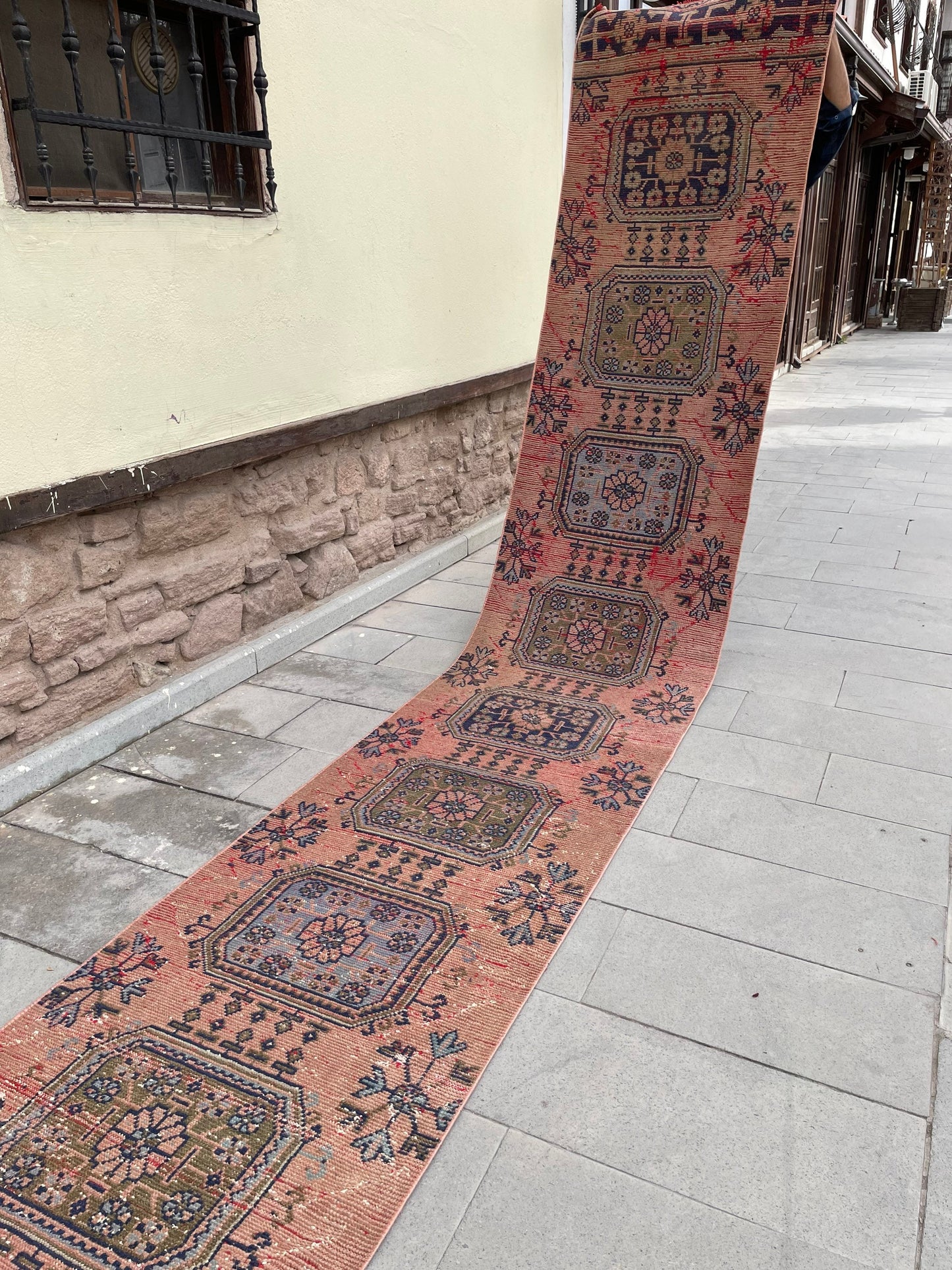 Wool Extra Long Turkish Runner Rug, Very Long Oushak Runner 2.7 x 17.4 ft Rug, Vintage Runner Rug, XL Handmade Runner Rug Staircase carpet
