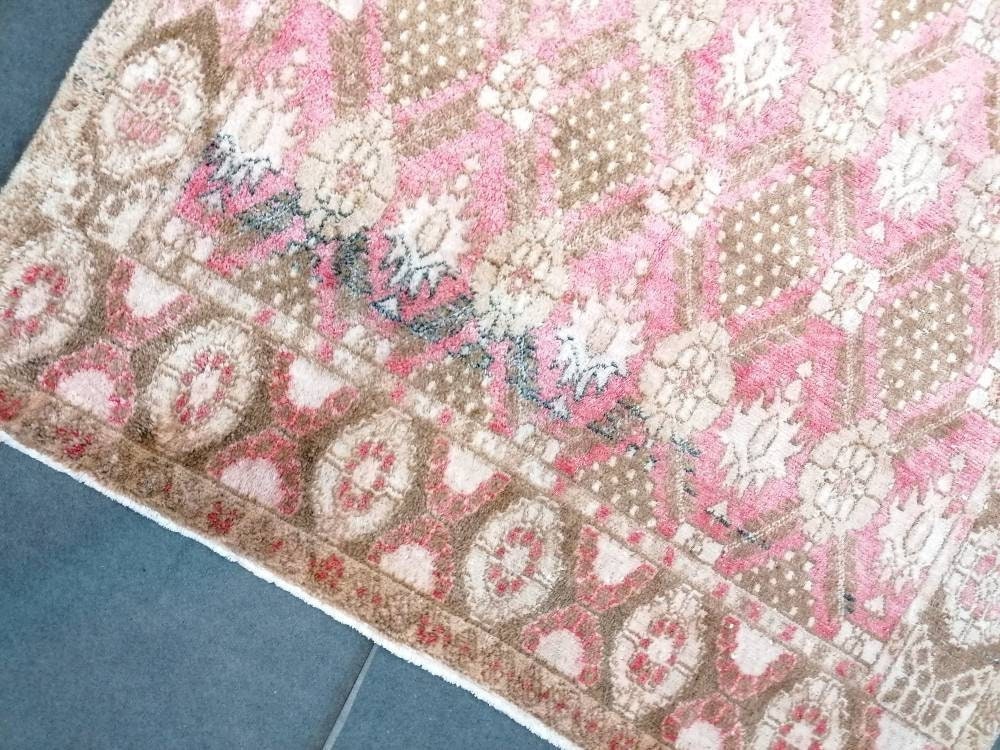 Shaggy turkish hand made rugs 5x9'7 vintage high pile wool rug, oushak rug