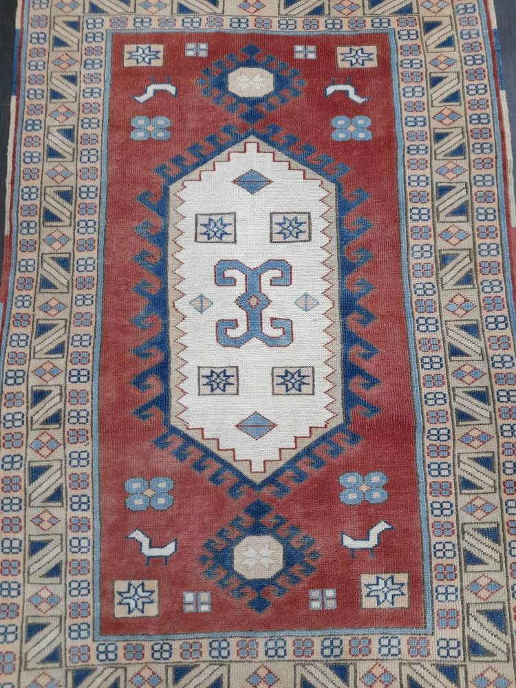 VINTAGE RUG 4.4 x 6.3 TURKISH Rug Vintage Oushak Rug Hand Knotted Rug Wool Oushak Rug Hand Made Rugs Vintage Turkish Rug Hand Knotted Rug