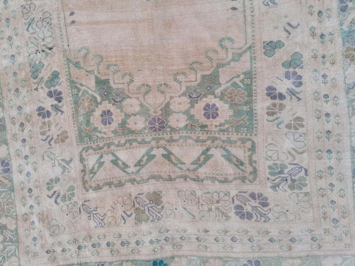 Oushak vintage rug 5x8'8 turkish living room rug, wool handmade rug