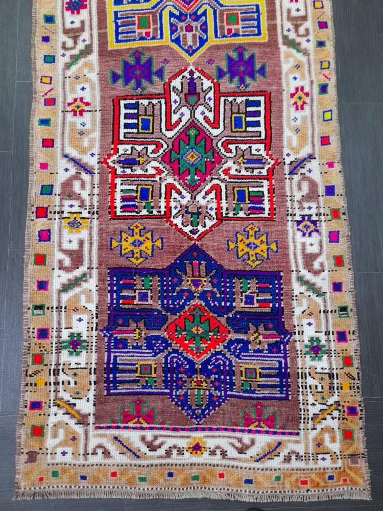 Oushak Runner Rug 3 x 11.5 Turkish Runner Rug Muted Vintage Runner Rug Hallway Runner Rug Kitchen Runner Rug Wool Staircase Runner Rug