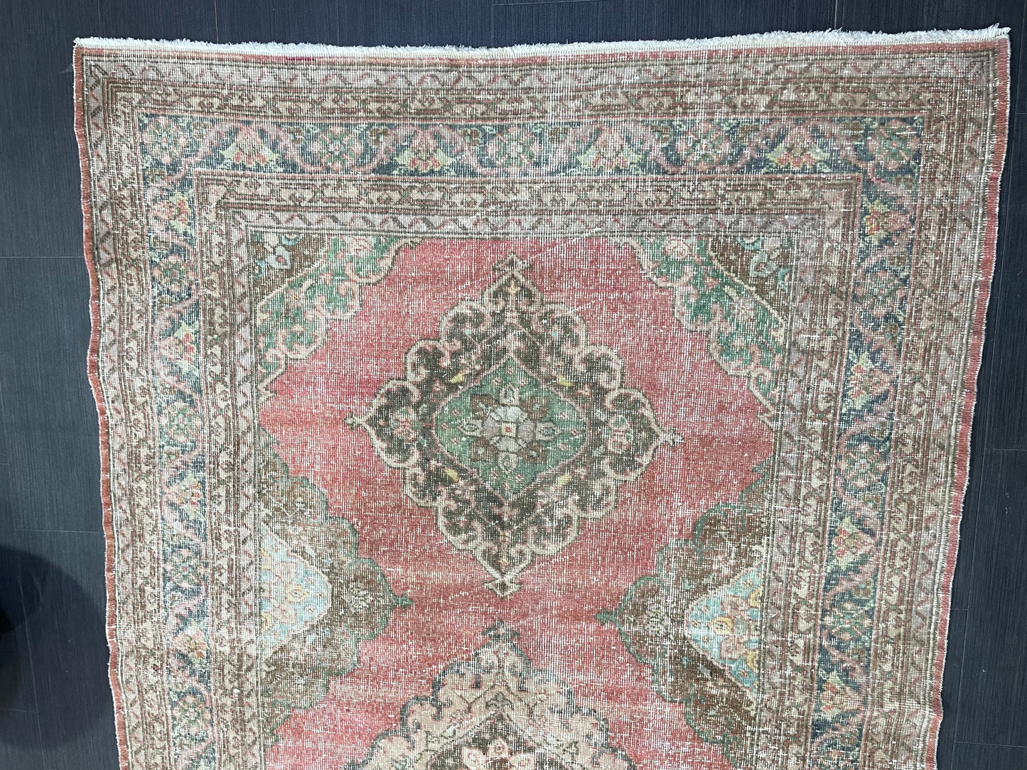 Antique Turkish Runner Rug Muted Distressed 4.9 x 12.6 Runner Rug, Vintage Runner Rug Hallway Runner Rug Kitchen Runner Wool Handmade Runner