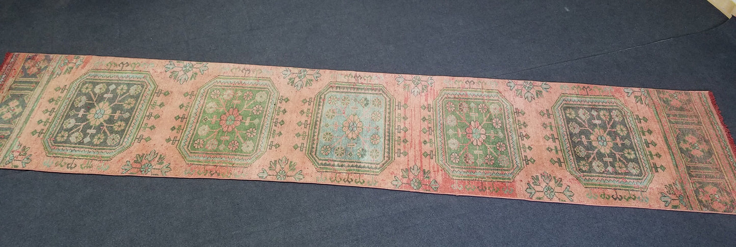 11'5x2'4 oushak turkish runner rug,turkish runner rug,oushak rug,vintage runner rug,kitchen runner rug,vintage oushak rug,