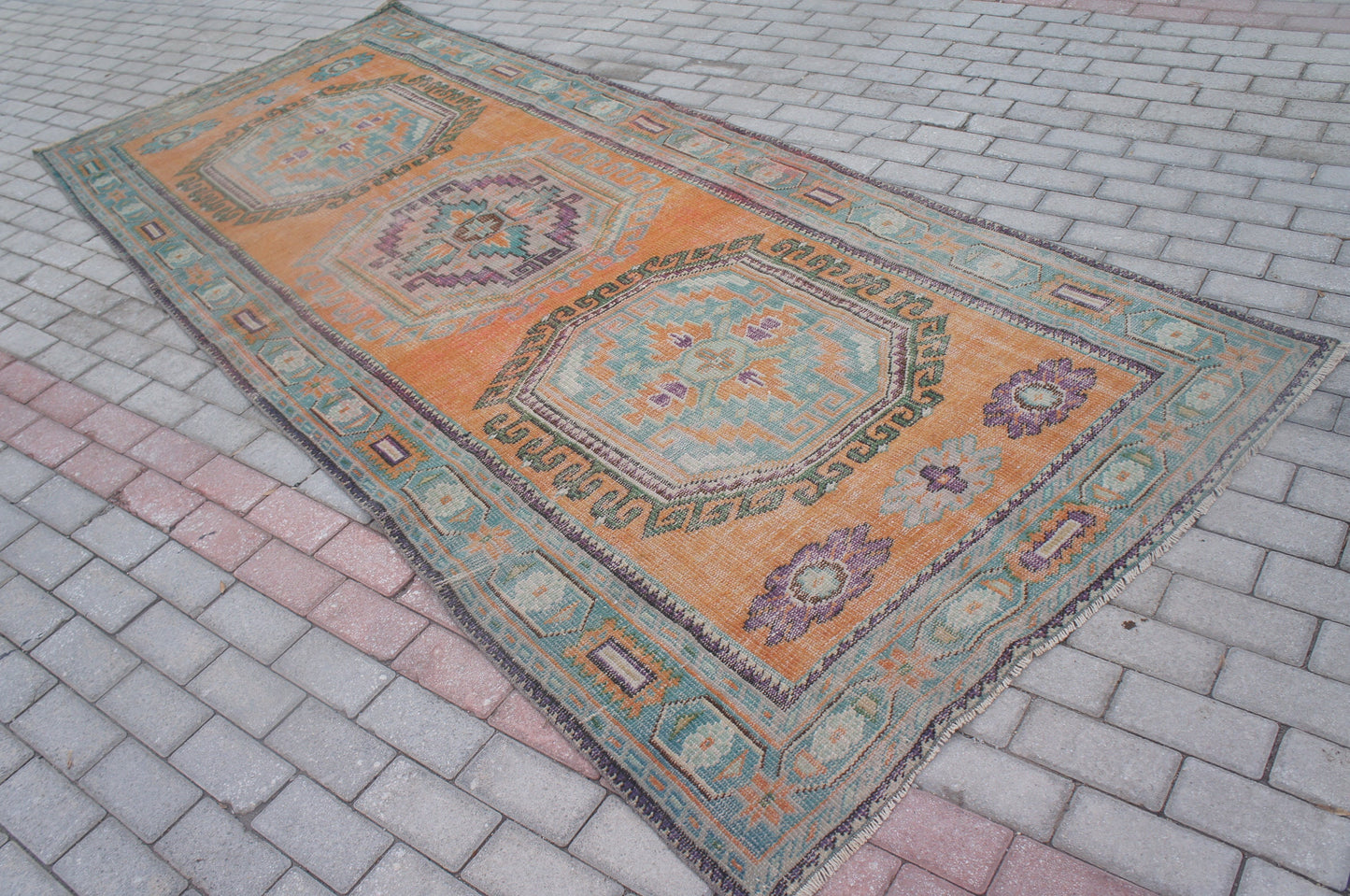 4.7 x 11.5 Vintage Runner Rug Turkish Runner Rug Oushak Runner rug  Rustic Runner Rug  Vintage Turkish Runner Oriental Runner