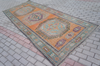 4.7 x 11.5 Vintage Runner Rug Turkish Runner Rug Oushak Runner rug  Rustic Runner Rug  Vintage Turkish Runner Oriental Runner