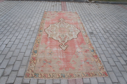 Vintage Pink rug, Vintage Turkish Rug, Oushak  Rug, Hand woven Rug, Bohemian Rug , Oriental Rug, Muted Vintage rug,