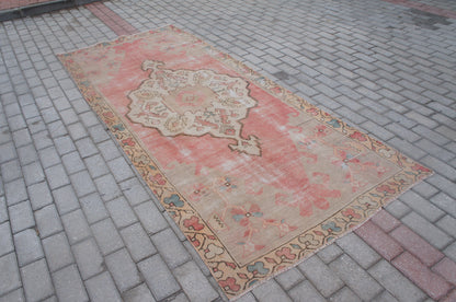 Vintage Pink rug, Vintage Turkish Rug, Oushak  Rug, Hand woven Rug, Bohemian Rug , Oriental Rug, Muted Vintage rug,