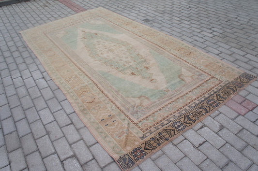 10 x 5.2 Vintage Turkish Rug, Turkish Rug, Wool Oushak Rug, Oushak  Rug, Hand Made  Rug, Wool Rug, Turkish Rug 5 by 10 ft