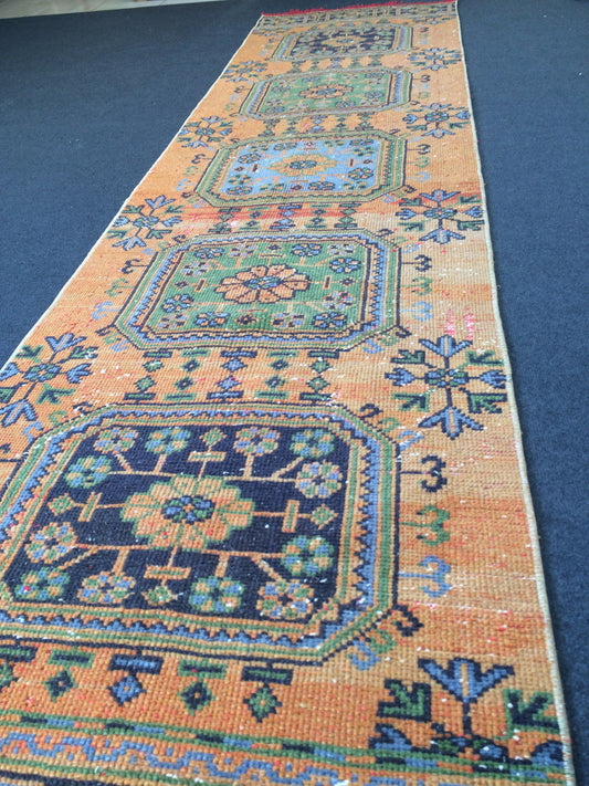 Vintage Runner Rug, Hallway Runner Rug, Turkish Runner Rug , Oushak Runner Rug, rustic rug runner, farmhouse Runner rug, Ethnic Rugs
