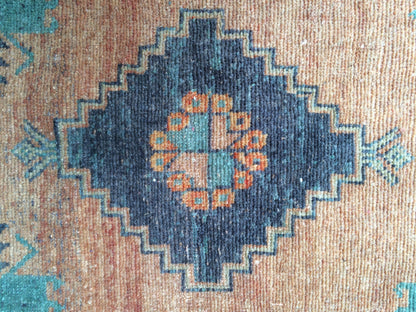 Vintage  Rug Small Area Turkish  Rug, Oushak Rug,Handmade Rug Hand Made Rug Hand Knotted Rug Vintage Mat