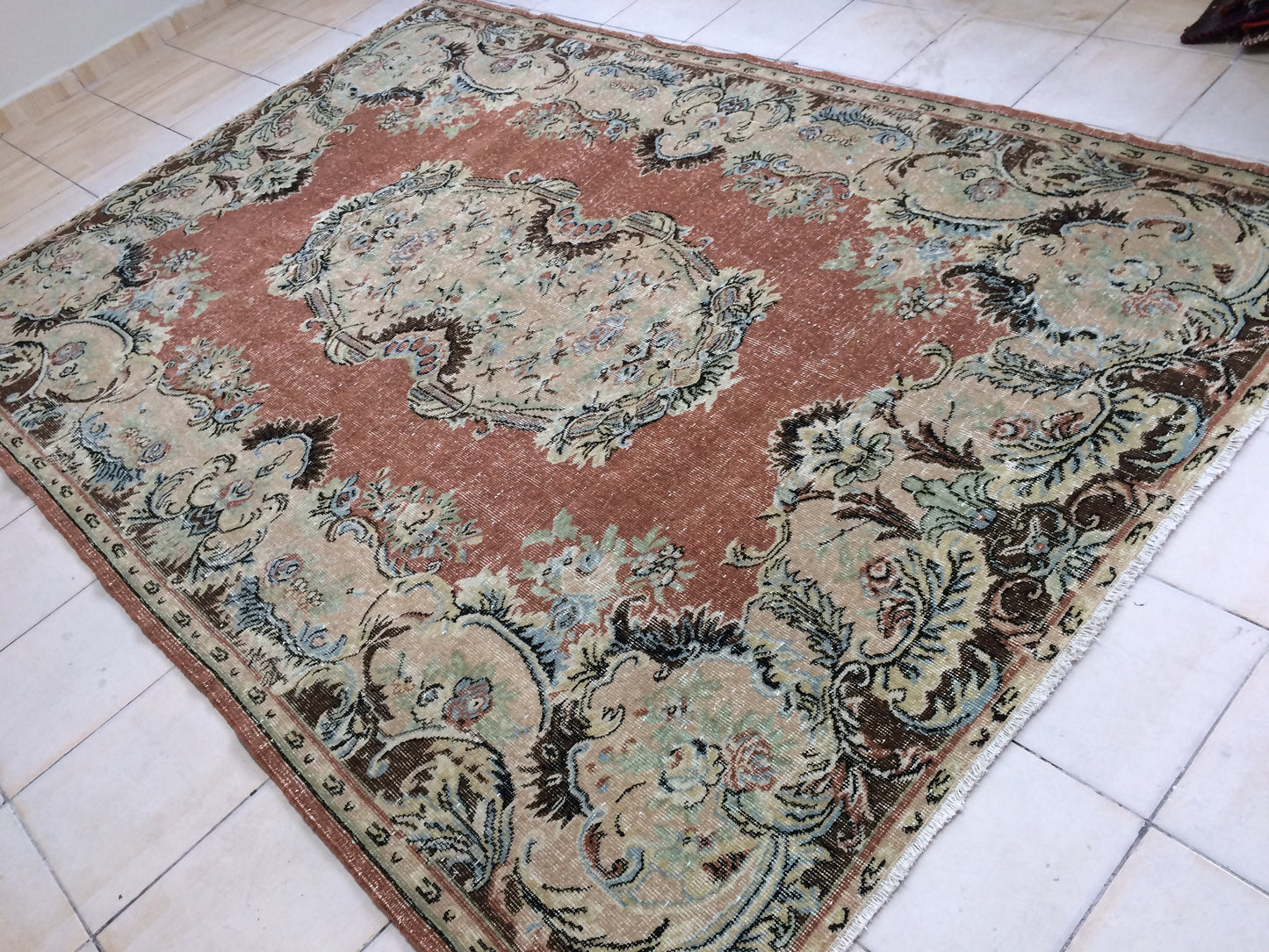 6.5 x 9.6 Oushak Rug Large Area handmade Rug Vintage Rug Hand Made Oriental Rug Turkish Rugs Distressed Rug