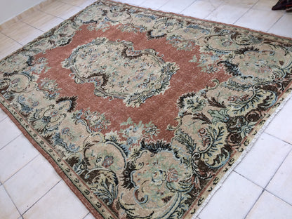 6.5 x 9.6 Oushak Rug Large Area handmade Rug Vintage Rug Hand Made Oriental Rug Turkish Rugs Distressed Rug