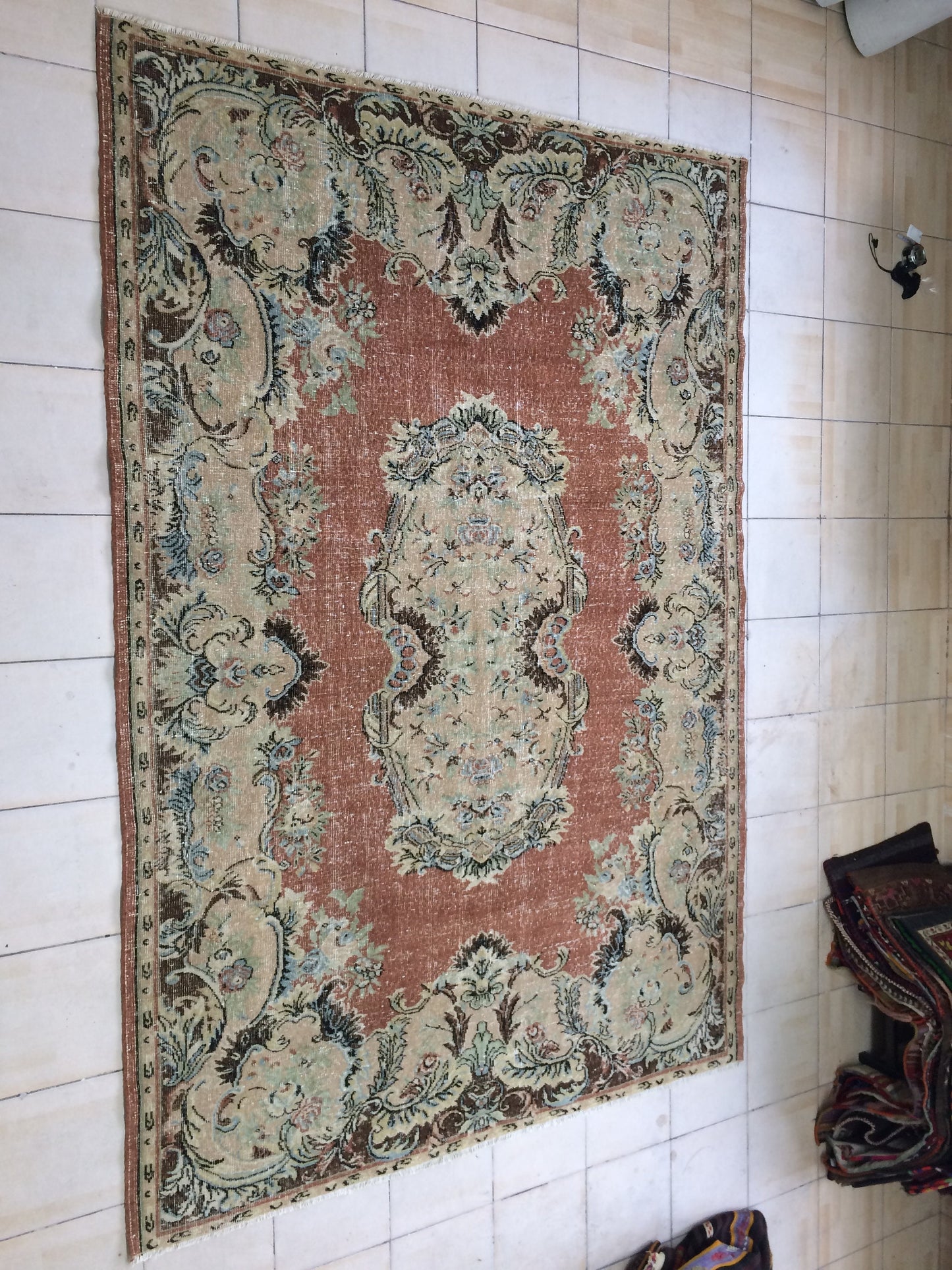6.5 x 9.6 Oushak Rug Large Area handmade Rug Vintage Rug Hand Made Oriental Rug Turkish Rugs Distressed Rug