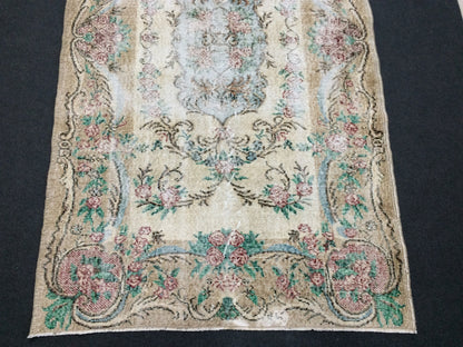 Vintage Rug Hand Made Oushak Rug Distressed  Rug Wool Turkish Rugs