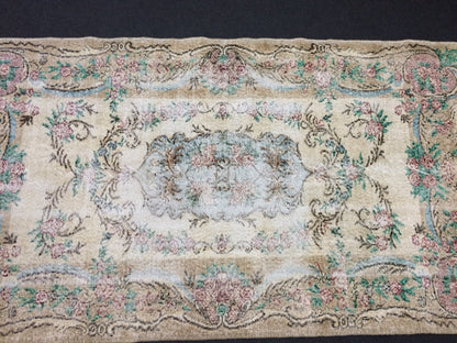 Vintage Rug Hand Made Oushak Rug Distressed  Rug Wool Turkish Rugs