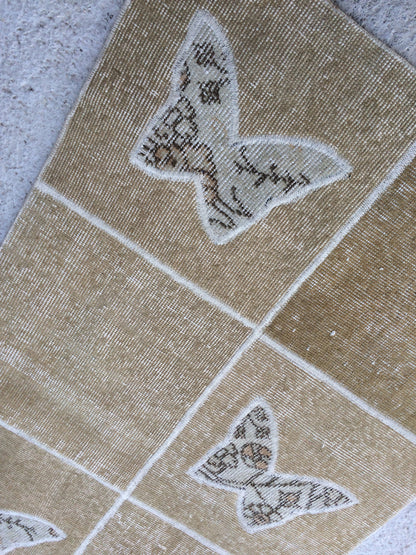 Butterfly Runner Rug, Patchwork Runner Rug, Living Room Rug,Oushak Rug,