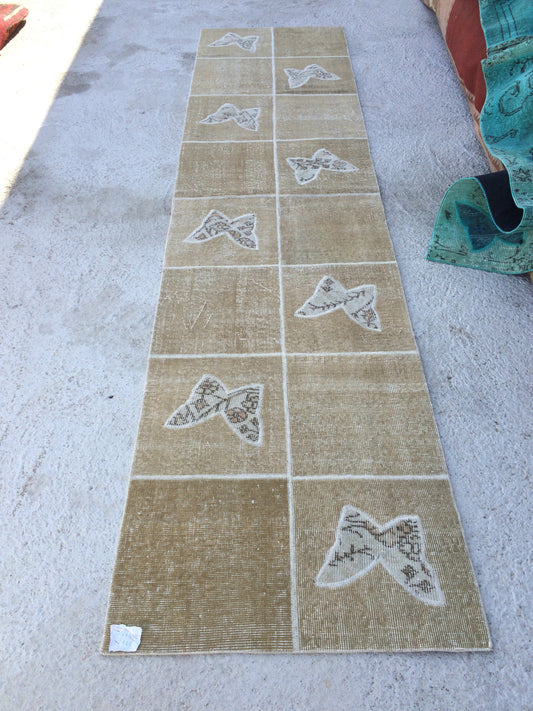 Butterfly Runner Rug, Patchwork Runner Rug, Living Room Rug,Oushak Rug,
