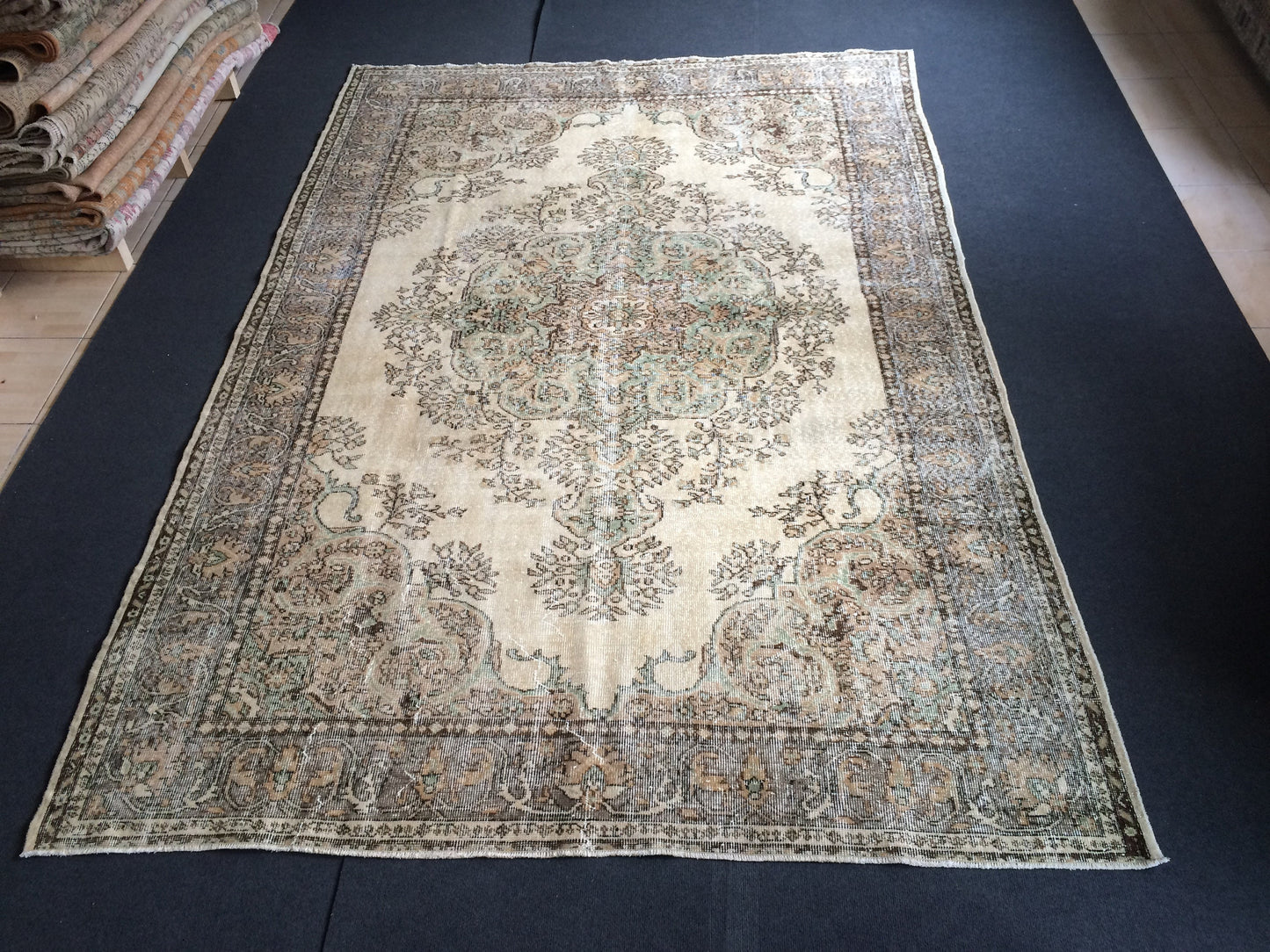 9.8 x 6.5 Large Oushak Rug, Vintage Rug Oushak Rug , Wool  Rug Turkish  Rugs Persian Rug Muted Persian Rug