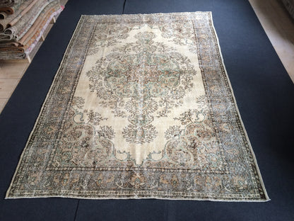 9.8 x 6.5 Large Oushak Rug, Vintage Rug Oushak Rug , Wool  Rug Turkish  Rugs Persian Rug Muted Persian Rug