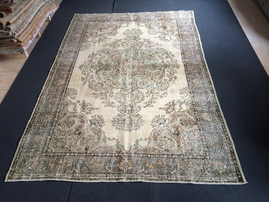 9.8 x 6.5 Large Oushak Rug, Vintage Rug Oushak Rug , Wool  Rug Turkish  Rugs Persian Rug Muted Persian Rug