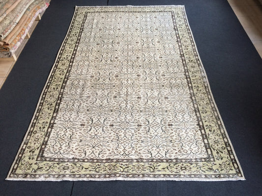 9.6 X 6 Green Flowers motifs Rug, Wool   Oushak Rug, Oushak Rug, Turkish Oushak Rug 6 by 10 Muted Rug