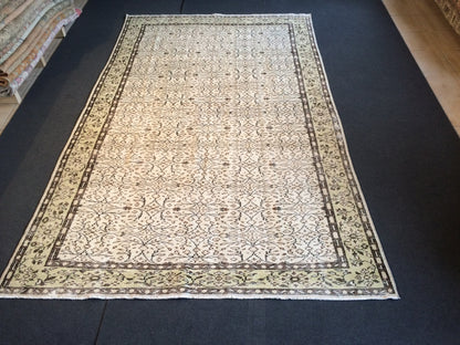 9.6 X 6 Green Flowers motifs Rug, Wool   Oushak Rug, Oushak Rug, Turkish Oushak Rug 6 by 10 Muted Rug