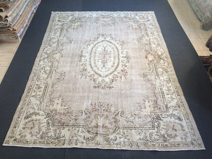 7.4 x 10 Vintage Oushak Large Area Turkish Rug Wool Oushak Rug Oushak Rugs 8 by 10 Muted Rug Oriental Rug Persian Rug