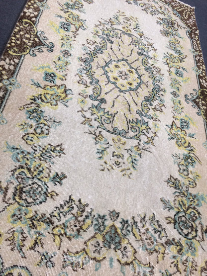 Pastel Colors  Medallion TURKISH Oushak  RUG , Earth Tones  Rug,Antique Rug,Oushak antique Rug,Hand woven Rug,Weaving Rug,Ethnic Kitchen Rug