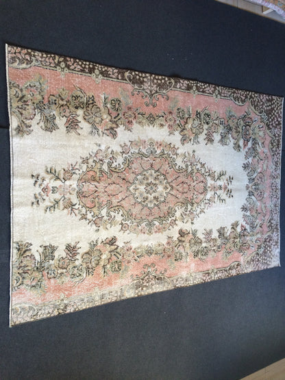 7.8 x 5.2 Pink Large  Area Oushak Rug Vintage Rug Turkish Rug Hand Made Rug