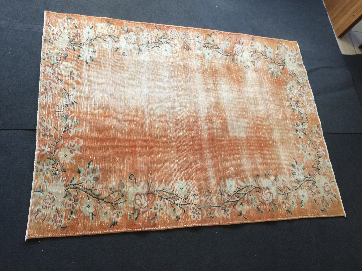 Vintage Rug Orange Oushak Rug Orange Area  Rug, Oushak Wool Rug,Oushak Rug