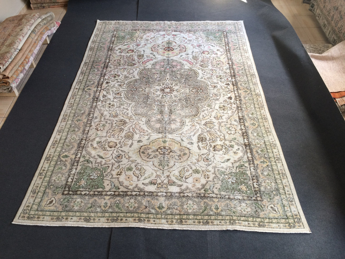 6.7 x 9.8 Turkish Oushak Rug Large Area Rug, Vintage Rug Oushak Rug 7 by 10 Muted Rug