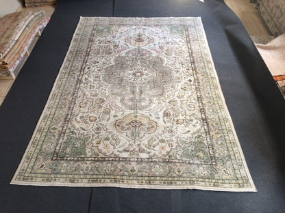 6.7 x 9.8 Turkish Oushak Rug Large Area Rug, Vintage Rug Oushak Rug 7 by 10 Muted Rug
