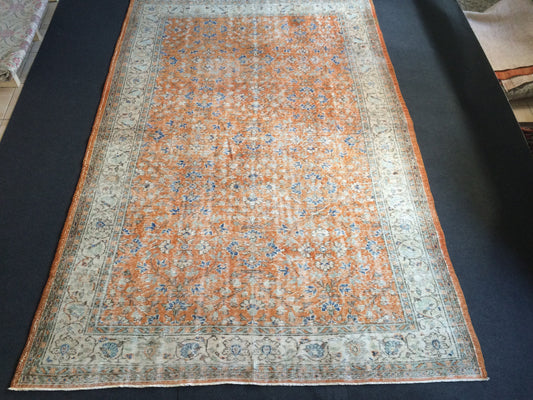 9.6 x 6.6  Burnt Orange Rug Vintage Rug Oushak Rug Turkish Rug Wool Rug Hand Made Rugs