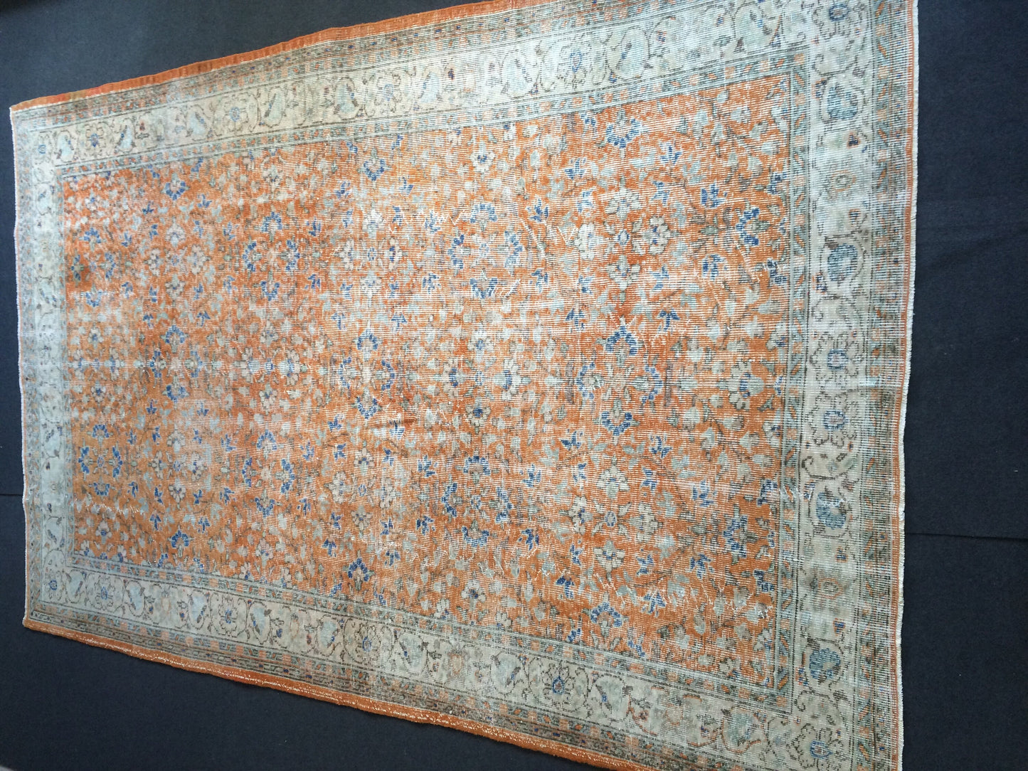 9.6 x 6.6  Burnt Orange Rug Vintage Rug Oushak Rug Turkish Rug Wool Rug Hand Made Rugs