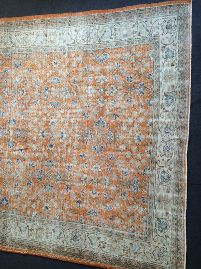 9.6 x 6.6  Burnt Orange Rug Vintage Rug Oushak Rug Turkish Rug Wool Rug Hand Made Rugs