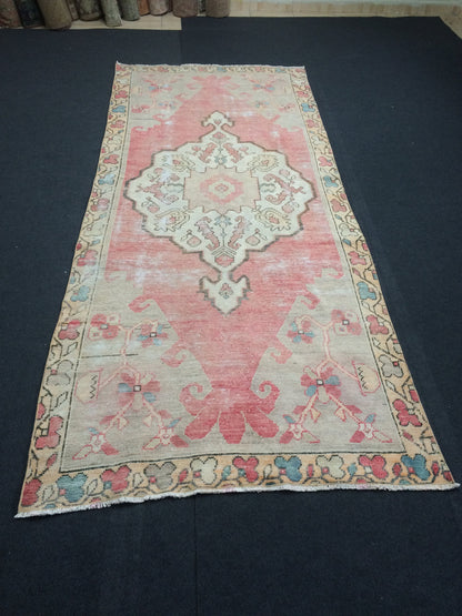 Vintage Pink rug, Vintage Turkish Rug, Oushak  Rug, Hand woven Rug, Bohemian Rug , Oriental Rug, Muted Vintage rug,