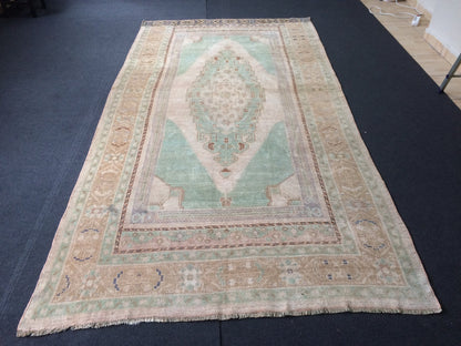 10 x 5.2 Vintage Turkish Rug, Turkish Rug, Wool Oushak Rug, Oushak  Rug, Hand Made  Rug, Wool Rug, Turkish Rug 5 by 10 ft