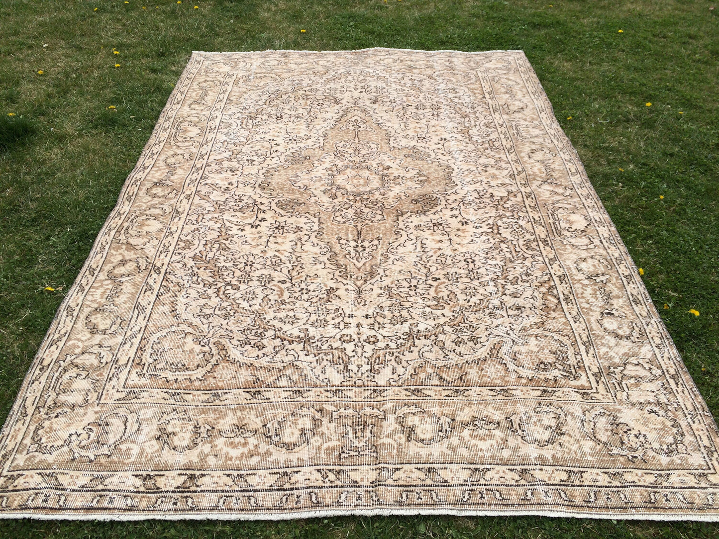 6.3 x 9.5 Vintage Oriental Large Area RUG, Turkish  Rugs, Vintage Rug, Living Room Rug, Muted Persian Rug Muted Oushak Rug, Hand Knotted Rug