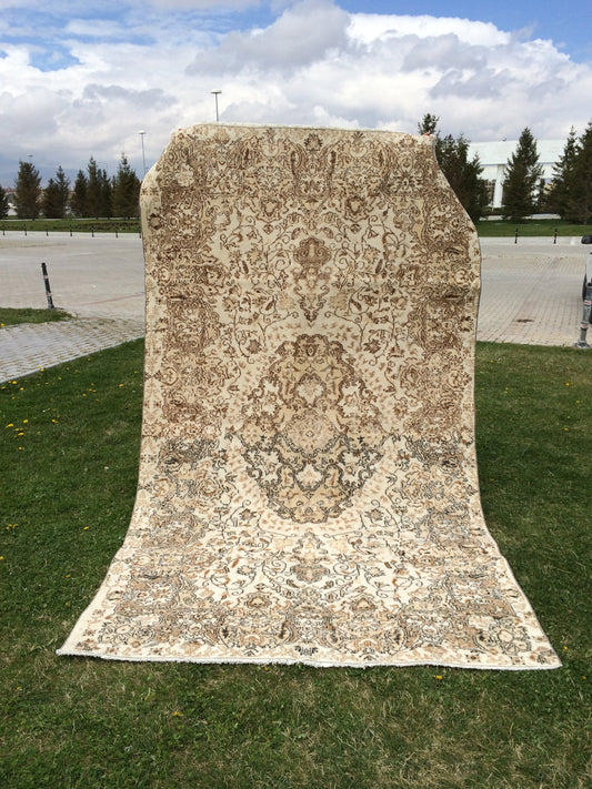 10 x 5.5 Muted Rugs Turkish Rug Large Area Rug Pastel color Vintage Rug Hand Made Oushak Rug Muted Colors Rug Earth Tones Rug Rustic Rug