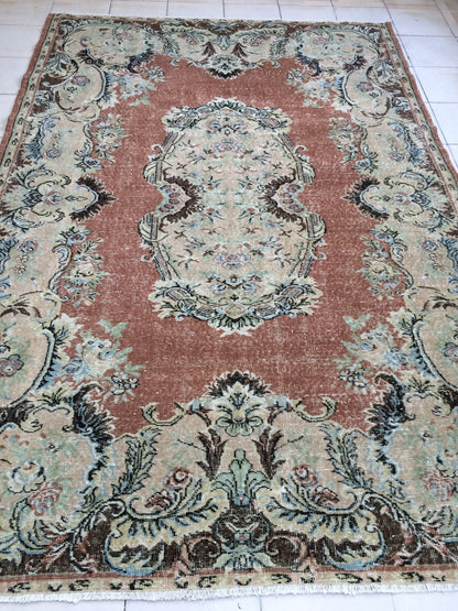 6.5 x 9.6 Oushak Rug Large Area handmade Rug Vintage Rug Hand Made Oriental Rug Turkish Rugs Distressed Rug